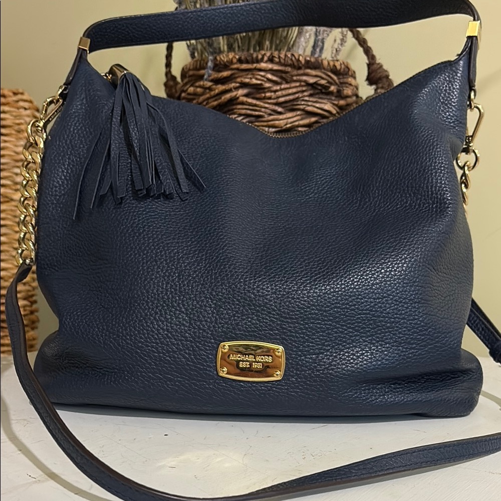 Michael Kors Blue Leather Hobo Bag
